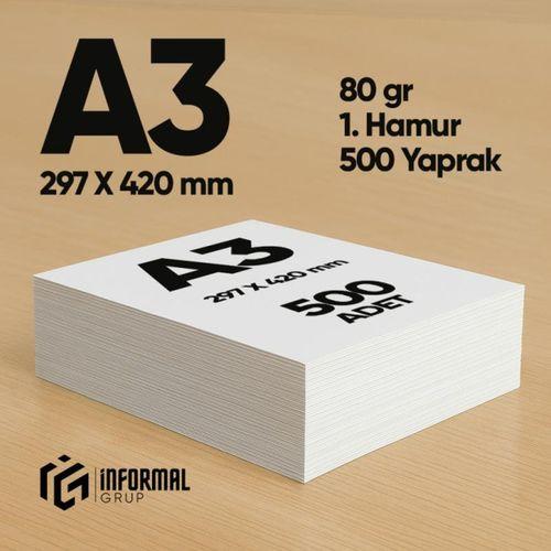 İnformal Fotokopi Kağıdı Premium Kalite A3 70 gr 500 Yaprak 1 Hamur