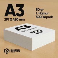 İnformal Fotokopi Kağıdı Premium Kalite A3 70 gr 500 Yaprak 1 Hamur