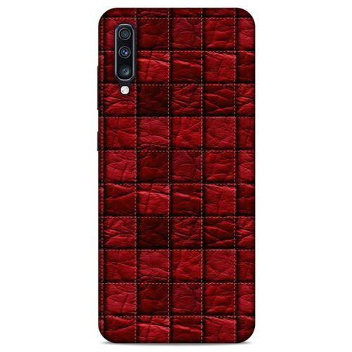 Samsung Galaxy A70 Kılıf Patchwork (12) Koruyucu Silikon Kırmızı Bordo