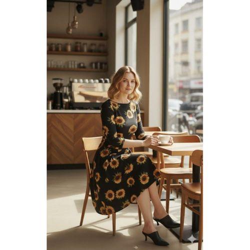 Kadın Fakir Kol Bisiklet Yaka Midi Mikro Elbise