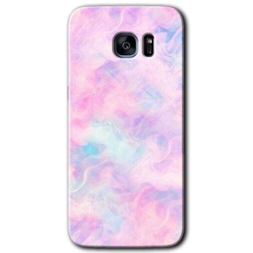 Galaxy S7 Edge Kılıf HD Desen Baskılı Arka Kapak - Pembe-Duman