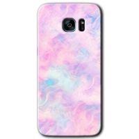 Galaxy S7 Edge Kılıf HD Desen Baskılı Arka Kapak - Pembe-Duman