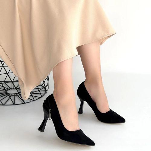 Retta Siyah Süet Topuklu Ayakkabı