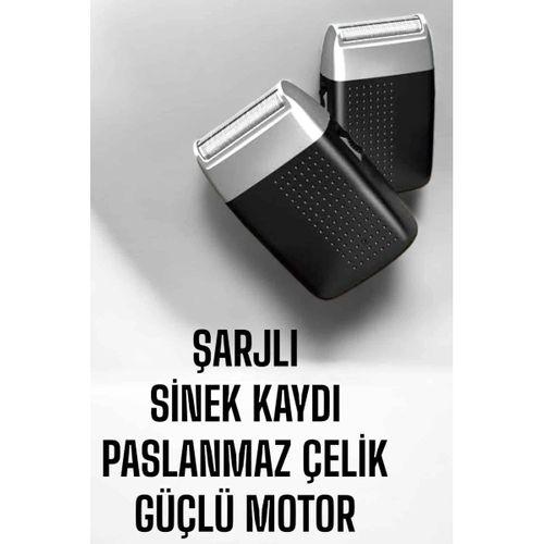 Tıraş Makinesi Sinek Kaydı Paslanmaz Çelik Taşınabilir Şarjlı