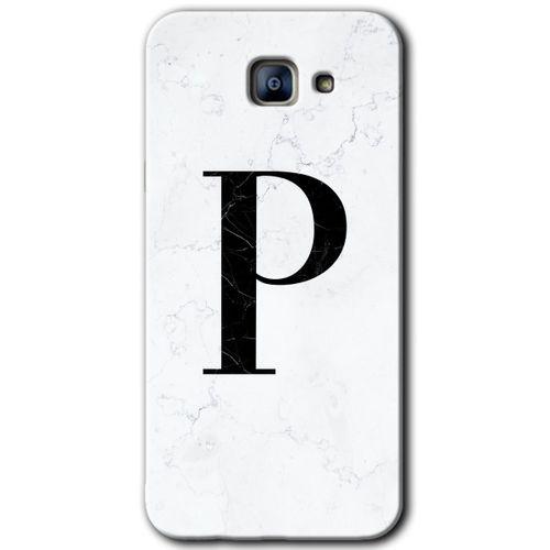 Galaxy A8 2016 Kılıf HD Desen Baskılı Arka Kapak - Beyaz Mermer Desenli P Harfi