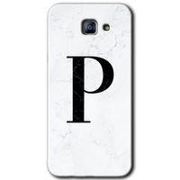 Galaxy A8 2016 Kılıf HD Desen Baskılı Arka Kapak - Beyaz Mermer Desenli P Harfi