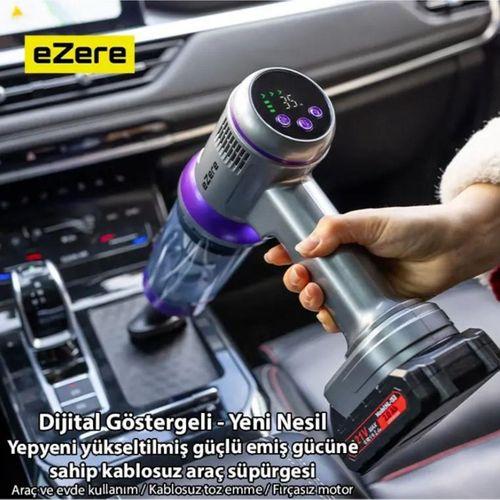 Ezere Powerstorm Kablosuz El Süpürgesi 20000Pa Çekim Gücü, 3 Kademeli, HEPA Filtre, 21V 2.0Ah Batarya