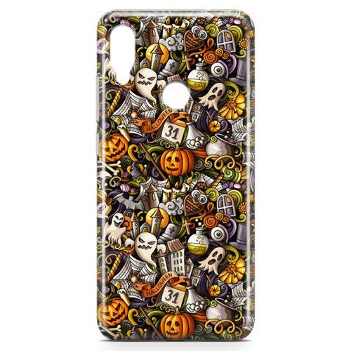 Xiaomi Redmi Note 7 Pro Kılıf Cadılar Bayramı Doodle Arka Kapak Koruma Desenli Full Koruyucu
