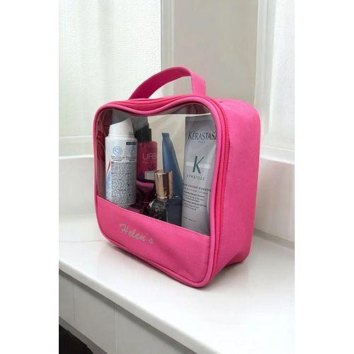 PVC Şeffaf Seyahat Makyaj Kozmetik Çantası (Pembe)