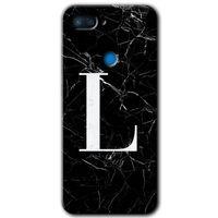 Xiaomi Mi 8 Lite HD Baskılı Kılıf + 9D Tam Ekran Koruyucu - Siyah Mermer Desenli L Harfi