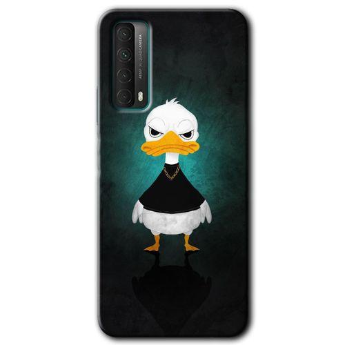 MRCİLETİSİM Huawei P Smart 2021 Kılıf HD Desen Baskılı Arka Kapak + Temperli Cam - Angry Duck
