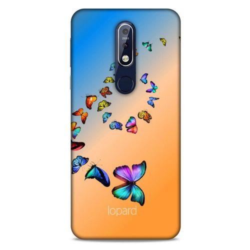 Nokia 7.1 Kılıf Kelebek Etkisi (49) Ultra Silikon Kılıf Şeker Pembe Mavi