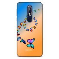 Nokia 7.1 Kılıf Kelebek Etkisi (49) Ultra Silikon Kılıf Şeker Pembe Mavi