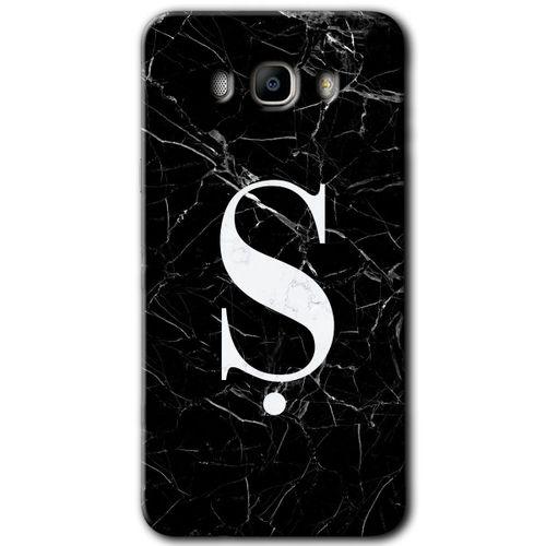 Potkal Hediye Fabrikası Samsung Galaxy J7 2016 Kılıf HD Desen Baskılı Arka Kapak - Siyah Mermer Desenli Ş Harfi