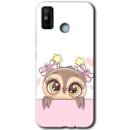 Tecno Spark 6 Go Kılıf HD Desen Baskılı Arka Kapak - Sevimli Baykuş + Kırılmaz Cam