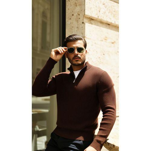 Erkek Balıkçı Zip Yaka Uzun Kollu Triko