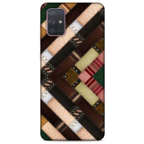 Samsung Galaxy A71 Kılıf Patchwork (7) Telefon Kılıfı Koyu Kahverengi