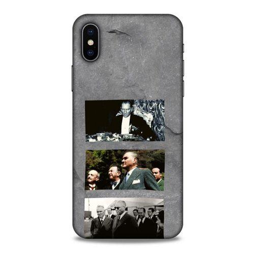 Apple Iphone X Kılıf Atatürk (12) Koruyucu Silikon Gri