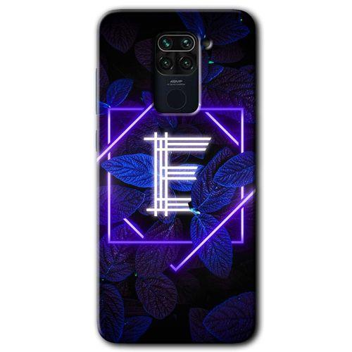BeRa Aksesuar Xiaomi Redmi Note 9 Kılıf Baskılı Kapak - Dark Neon Yaprak E Harfi +Tam Kaplayan Mat Seramik