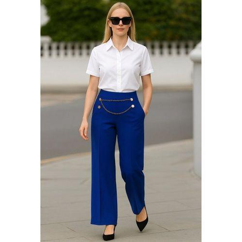 Kadın Beli Zincir Detay Ithal Krep Pantolon