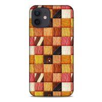 Apple iPhone 12 Kılıf Patchwork (2) Kabı Turuncu Sarı