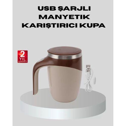 Manyetik Karıştırıcı Kupa Usb Şarjlı Otomatik Karıştırma Çift Katmanlı