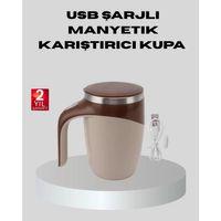 Manyetik Karıştırıcı Kupa Usb Şarjlı Otomatik Karıştırma Çift Katmanlı