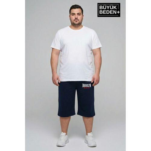 Büyük Beden Erkek 3XL-6XL Rahat Kalıp Cepli Brooklyn 1970 Baskılı Penye Kapri  Şort SPR26BSR591-03