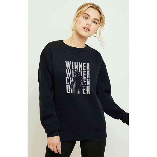 Pubg Winner Baskılı Siyah Kadın Sweatshirt