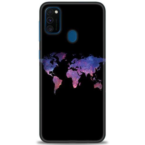 Samsung Galaxy M30S Kılıf HD Baskılı Kılıf - Dünya Haritası + Tam Ekran Koruyucu