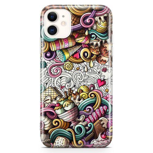 Apple iPhone 11 Kılıf Dondurma Doodle Arka Kapak Koruma Desenli Full Koruyucu