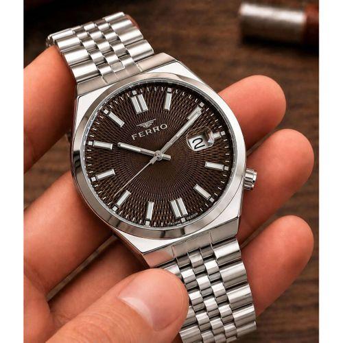 Ferro Premium İtalian Desing Çelik Kordon Nişan Ve Damat Saati 3 Atm Erkek Kol Saati EFM40136-B2
