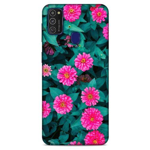 Lopard Samsung Galaxy M21 Uyumlu Kılıf Bahar (39) Liquid Crystal Kılıf Fuşya Çiçekler