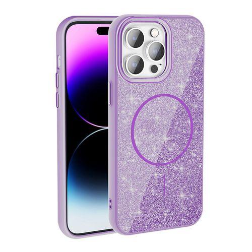 Apple iPhone 14 Pro Max Kılıf M-safe Şarj Özellikli Parlayan Simli Zore Okso Kapak