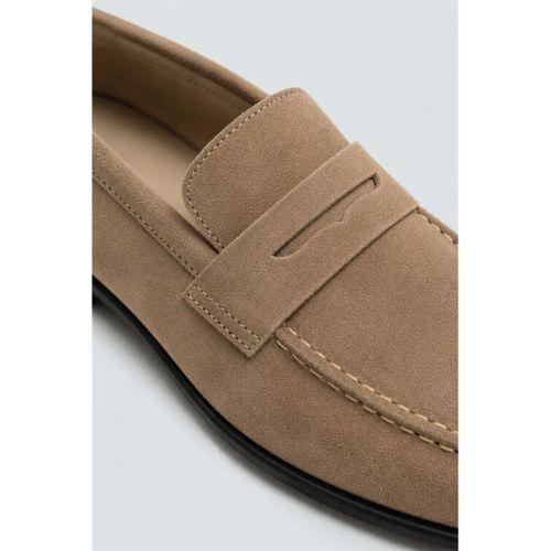 %100 Süet İnce Taban Erkek Loafer Ayakkabı - Bej