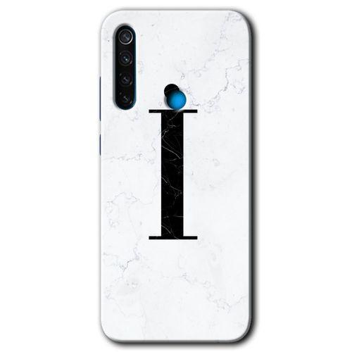 MRCİLETİSİM Xiaomi Redmi Note 8 Kılıf Baskılı Kapak - Beyaz Mermer Desenli I Harfi + 5D Tam Kaplayan Cam