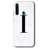 MRCİLETİSİM Xiaomi Redmi Note 8 Kılıf Baskılı Kapak - Beyaz Mermer Desenli I Harfi + 5D Tam Kaplayan Cam
