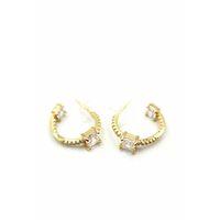 Taşlı Halka Küpe - Altın