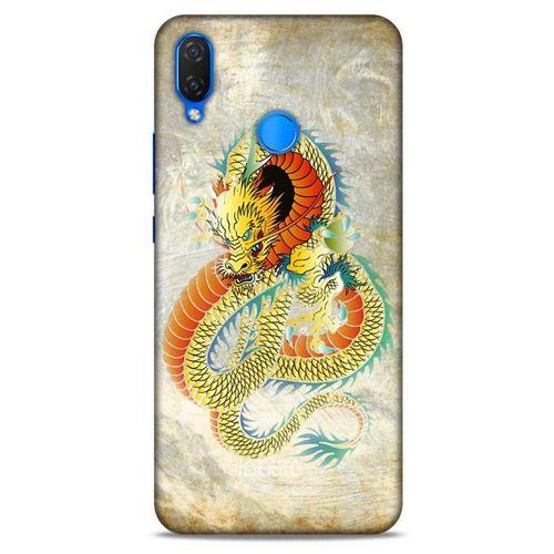 Huawei Psmart 2019 Kılıf Dragons (21) Koruyucu Kapak Ejderha Dövme Sarı