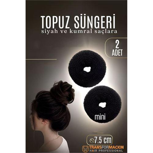 Modacar SİYAH Mini Saç Topuz Süngeri  2 ADET 7.5 CM Çap 3 cm Kalınlık