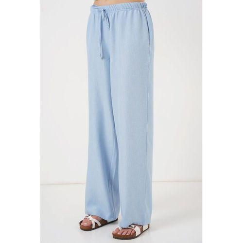 Geniş Paça Keten Pantolon 6735 - Mavi