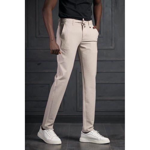Slimfit Beli Lastikli Ve İplikli Likralı Gofre Kumaş Jogger Pantolon