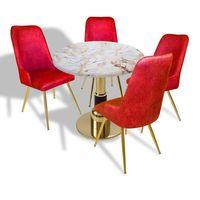 Dockers Gold - Çırağan Mutfak Masa Takımı - (Yuvarlak Çap 80cm - Werzalit, Wermodin ve Allzalit Tabla) - Gold-Bordo