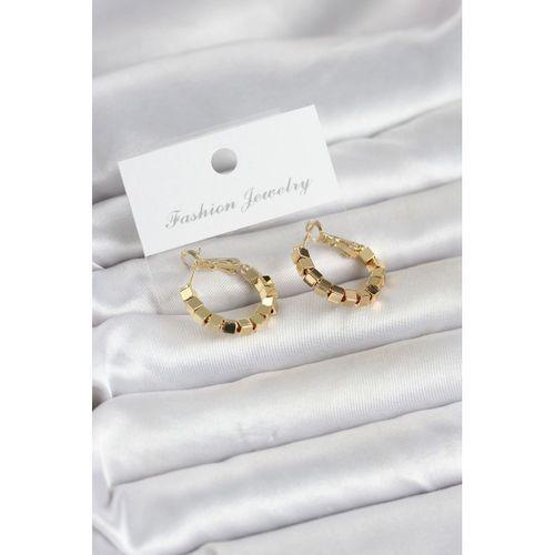 Gold Renk Kare Halka Model Kadın Küpe