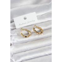 Gold Renk Kare Halka Model Kadın Küpe