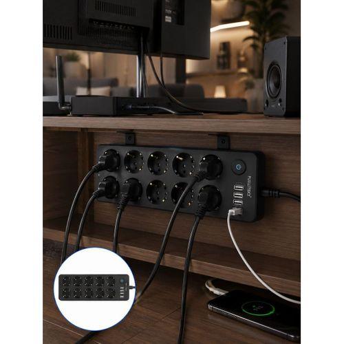 10'lu Çoklu Priz Usb Ve Type-c Şarj Girişli Akım Korumalı Grup Priz