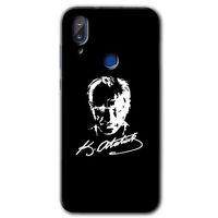 MRCİLETİSİM Vestel E5 Kılıf HD Desen Baskılı Arka Kapak+Temperli Cam - Atatürk Silüet İmza