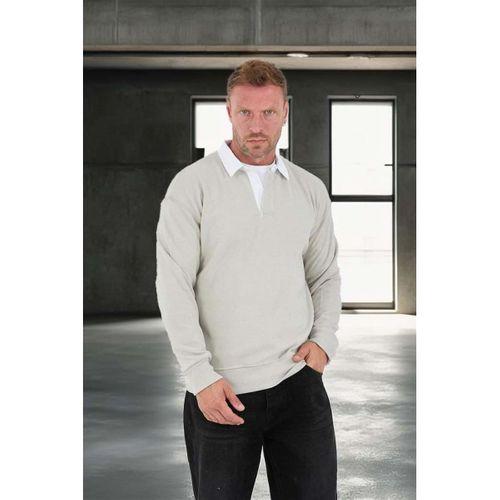 Luis Polo Yaka Selanik Örme Kumaş Erkek Sweatshirt - Taş