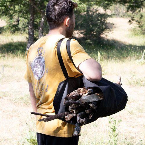 Kamp Ayısı® Woodie™ Siyah Su Geçirmez Oxford Odun Taşıma Çantası | Kamp ve Şömine Kullanımı İçin