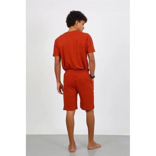 Erkek Pamuk Lakost Alt Üst Kaprili Pijama Takım Kremit